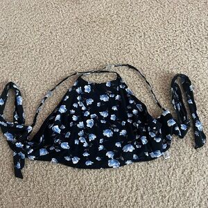 Floral Black and Blue Women's Top